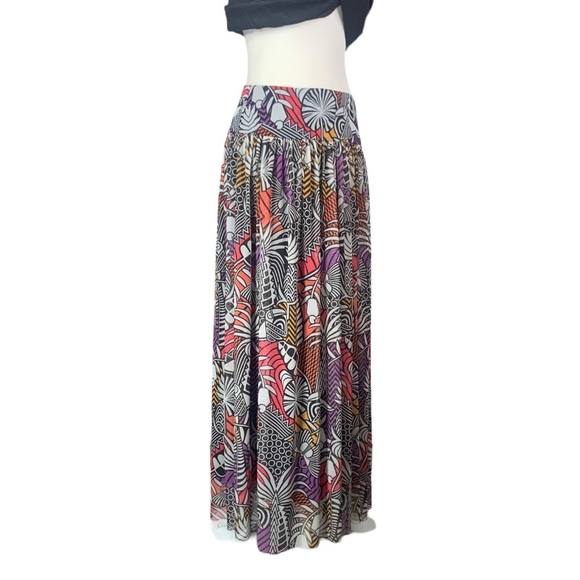 Farm Rio Maxi Skirt Medium Tropical Novelty Mesh Pineapple Anthropologie Resort - Picture 3 of 11